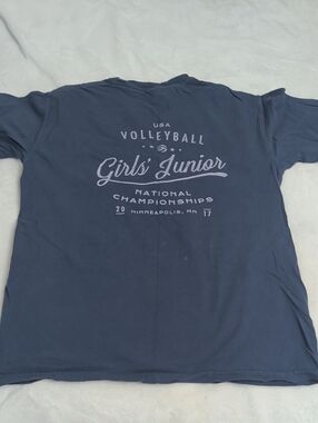Girls' Junior Volleyball Graphic Tee - Navy